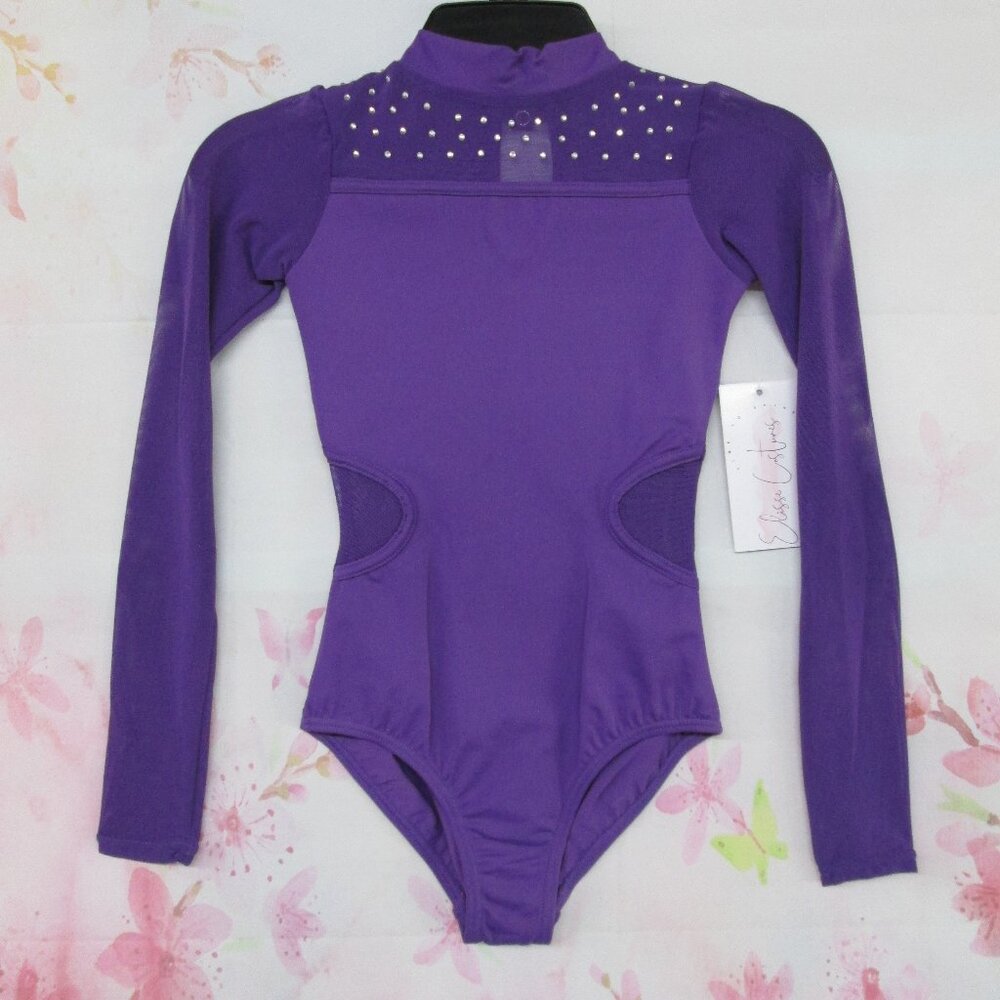 Leotard Elisse New Girl's IC MC or LC Long Sleeve Dance Ballet Costume Purple
